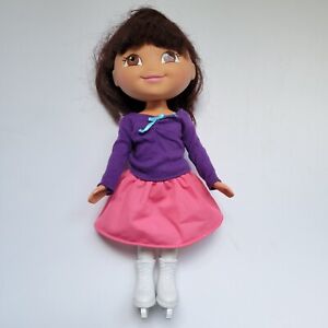 Mattel Winter "Dora The Explorer" Doll In Ice Skates & Snowflake Blue Dress