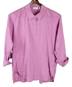 Rafaella Womens Top 2X Pullover Long Sleeve Collar Blouse Shirt Tunic Rose NEW - Picture 1 of 7
