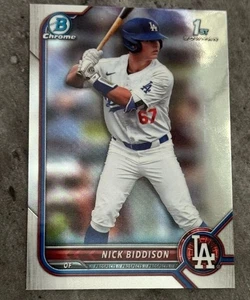 NICK BIDDISON 2022 BOWMAN DRAFT CHROME RC, DODGERS, PHILLIES - Picture 1 of 2