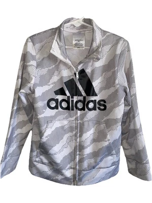 Boys Adidas White Patterned Zip Jacket Size 5 - Image 1 of 4