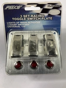 Pilot PL-SW53CR 3 Row Chrome Safety Cover Toggle Switch Kit With Swiches & Bezel - Picture 1 of 4