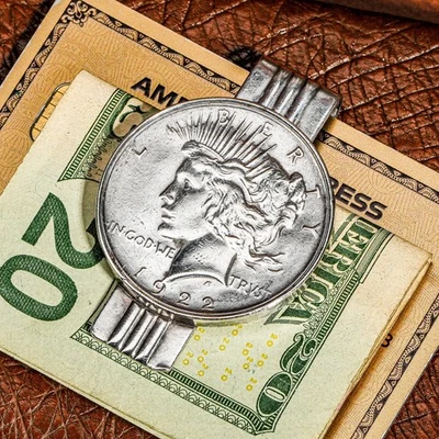 Neat Mounted Antique Sterling Silver 1922 Peace Dollar Coin Money Clip Cash - Image 1 of 4