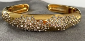 Alexis Bittar Vintage Gold Encrusted Cuff Bangle Bracelet With Hinges - Picture 1 of 7
