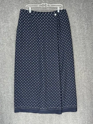 Maxi Falda Liz Claiborne Imitación Envoltura Azul Marino Geométrica Otoño Preppy Talla 16 Foto 1 de 4