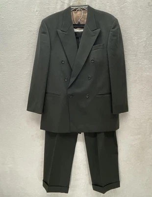 Traje Brandini Hombre 41R 35Wx30L Verde Doble Pecho Pico Clásico Carrera Canadá Foto 1 de 4