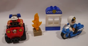 LEGO®  Duplo®   Polizeimotorrad + Feuerwehrquad + Figuren + Zubehör - Picture 1 of 2