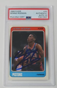 Dennis Rodman BULLS HOF Signed Autograph 1988 Fleer Rookie Card 43 PSA 10 Auto - Picture 1 of 4