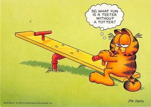 Postcard: Garfield the Cat, Garfield on Teeter Totter, 4x6, Unposted - Picture 1 of 2
