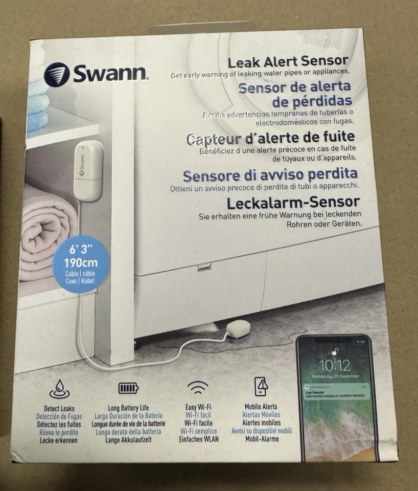 Swann Leak Alert Sensor - White - Detect Leaks Mobile Alert ()