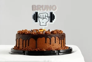 Personalisierter Fitness Caketopper Hantel PLA mit Name und Schriftfarbe - Bild 1 von 6