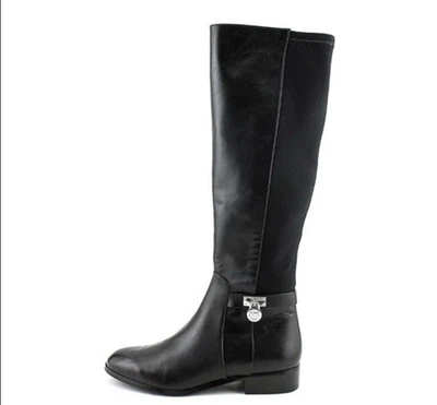 Michael Kors Black Leather Hamilton Tall Stretch Calf Riding Boot Size 8.5 - Image 1 of 4