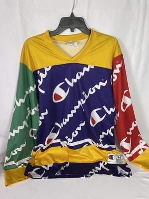 Champion Shirt Mens Large Multicolor Long Sleeve Athletic Logo Hockey Jersey 44 - Image 1 of 4