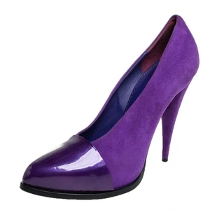 Givenchy Purple Suede And Patent Leather Cap Toe Pumps Size 39 - Picture 1 of 8