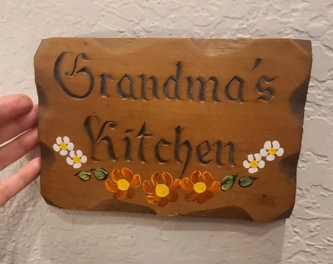 GRANDMA's KITCHEN, Vintage Hand Painted, Solid Pine, Country Decor Wall Sign Cover