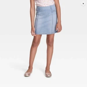 NEW Girls Art Class Side Seam Pleated Denim Skirt Sz XXL (18) Blue Medium Wash - Picture 1 of 8