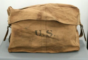 Vtg US Military Pre-WWII Canvas Equipment Bag Large Duffel Bag With Buckles 40s  - Picture 1 of 12