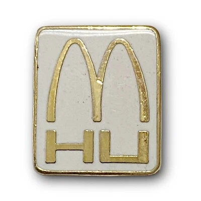McDonald’s Pin HU White & Gold 1980s-1990s Hamburger University Metal Lapel Pin - Image 1 of 4