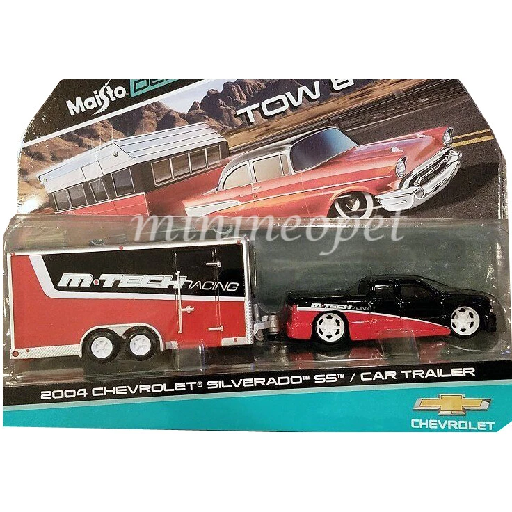 Chevrolet Silverado SS 2004 Maisto 15368 C con remolque para carros 1/64 ruedas blancas Chase Foto 1 de 1