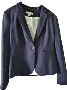 H&M Women's Fitted Suit Jacket - Navy Blue - Size 10 - RRP $45 - BNWT - Picture 1 of 2