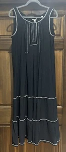 Max Studio London Black White Trim Long Tiered Sleeveless Dress - NWT - Size M - Picture 1 of 10