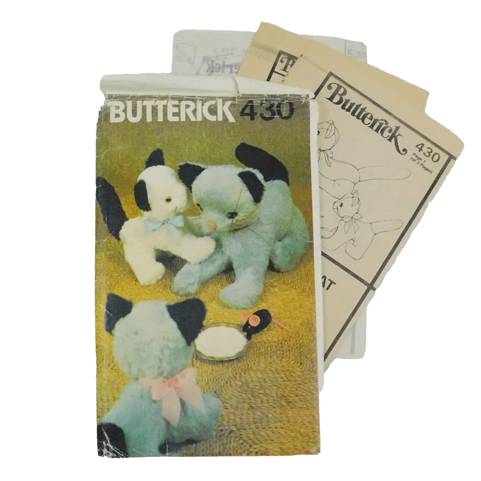 Butterick 430 Kitten Mother Cat Mouse Pattern UNCUT Stuffed Animal Toy Soft - Image 1 of 4