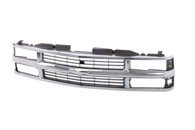 Chrome Grille w/Black Insert For 94-99 Chevy C/K Pickup Suburban Tahoe Blazer - Image 1 of 4