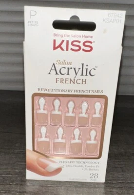 Kiss Salon Acrylic French Revolutionary Nails KSAP01 Petite 28 Nail Press Ons - Image 1 of 4