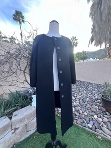 Abrigo largo Maje Paris para mujer negro de lana con botones ocultos con bolsillos talla 0 EE. UU. S - Imagen 1 de 10