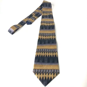 Carlos Devenezia Silk Tie Black Blue and Gold Pattern - Picture 1 of 3