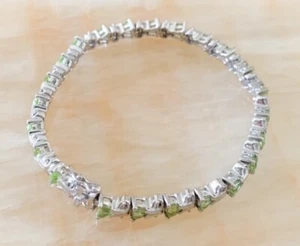 4,60 ctw WUNDERSCHÖNES ECHTES PERIDOT STEIN STERLINGSILBER ARMBAND 7,25" NEU!! - Bild 1 von 7