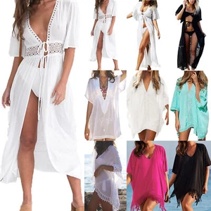 Verano Mujeres Playa Cubrir Bikini Traje de Baño Suelto Kimono Cárdigan Vestido Sarong - Imagen 1 de 14