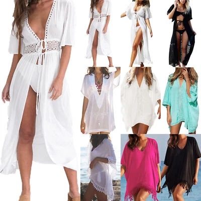 Women Beach Cover Up Bikini Swimwear Loose Kimono Summer Cardigan Dress Sarong* - Image 1 of 4
