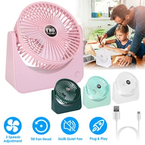 Adjustable 6.5in USB Desk Table Fan Personal Air Fan Quiet Portable Fan 3 Speeds - Picture 1 of 14