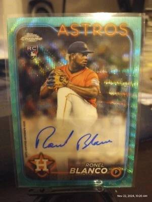 2024 Topps Chrome Update Ronel Blanco Astros Auto aqua wave /199 Ships ASAP - Image 1 of 3