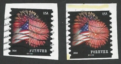 VP & PV die cuts Sc #4853, 2-Star Spangled Banner PNC plate #C1111 , used - Image 1 of 3