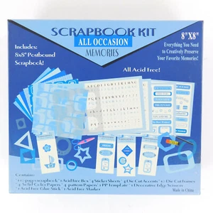 Scrapbook Kit All Occasion Memories 8" X 8" Blue - Picture 1 of 5