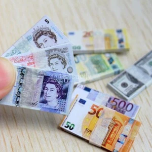 10pc Dolls House Miniatures 1:12 Scale Mini Dollars Money Banknotes Model Toy - Picture 1 of 32