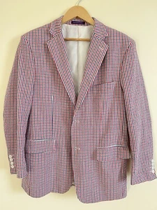 Vinci Desinged Italy M Mens Gingham Sport Coat Blazer Suit Textured Plaid Career - Picture 1 of 24
