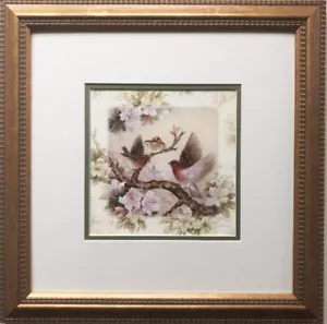 "Armonía"" Firmado a Mano Edición Limitada Enmarcado Personalizado Arte Pájaros Flores - Imagen 1 de 4