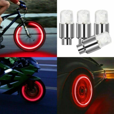 4x Red LED Car Wheel Decoration Light Tire Air Valve Stem Cap Lamp Accessories - Image 1 of 4