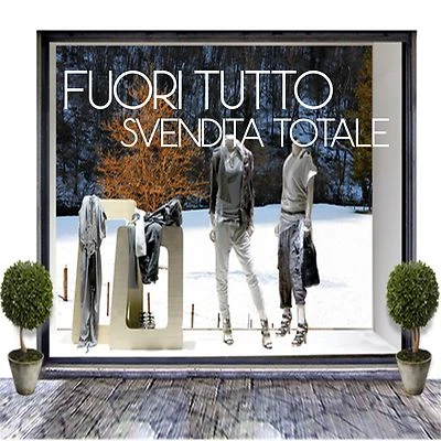 vetrofanie saldi natale fuori tutto adesivo vetrine negozio sconti a0605