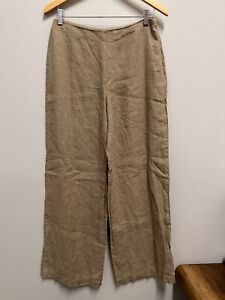 Eileen Fisher Women’s Wide Beige Long Irish Linen pants Size L