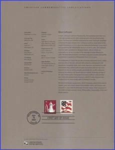 USA7 #3759 U/A SOUVENIR PAGE FDC Silver Coffee Pot - Picture 1 of 1