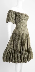 Classic 1950s Rockabilly Girl 2 Pc Vintage Sundress Bandana Print B 34-36 W 26" - Picture 1 of 6