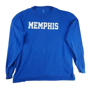 Memphis T Shirt Uomo XL Alta Garcia Manica Lunga Blu Università College City - Foto 1 di 8