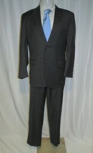 Traje Canali 13320 Drop 7 Etiqueta Azul Gris Rayas Dos Botones 42L - Imagen 1 de 17