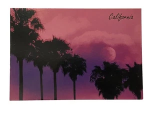 California Palm Trees Purple Pink Moon Postcard Unposted 4.5” x 6.5” - Picture 1 of 2
