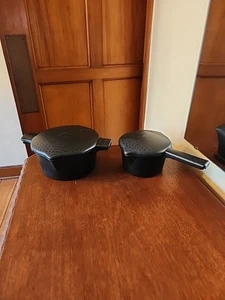 Pampered Chef Micro Cooker Lot Black Microwave Steamer Bowl Strainer 1 and 2 Qt - Picture 1 of 17