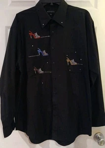 Marquis schwarzes Hemd mit Strass 16,5, 34/35 Button Down top - Bild 1 von 6