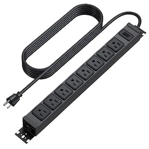  Metal 360° Rotating Mountable Power Strip, 8 Outlet Gaming Table 6FT 1 Pack - Picture 1 of 7